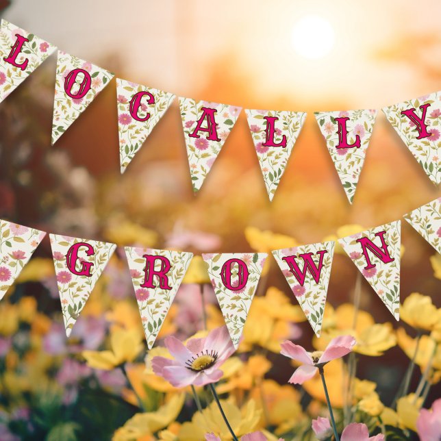 Lokalt odlat Blommönster Rosa babyvisningsprogram Vimplar (Skapare uppladdad)