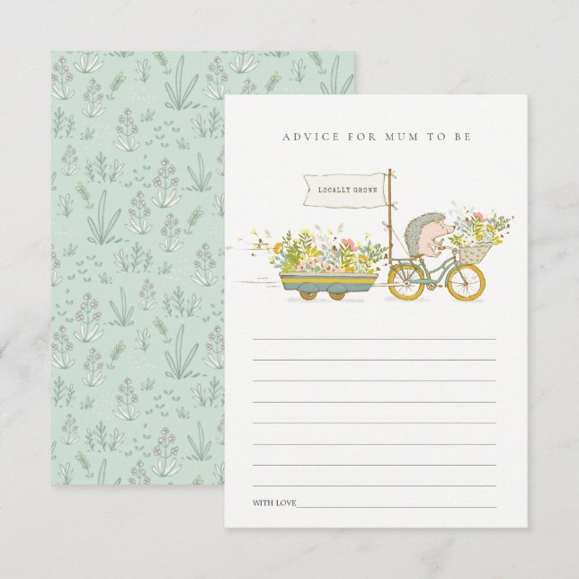 Lokalt odlat Hedgehog-råd för Morsa Baby Shower Tilläggskort (Fram/baksida)