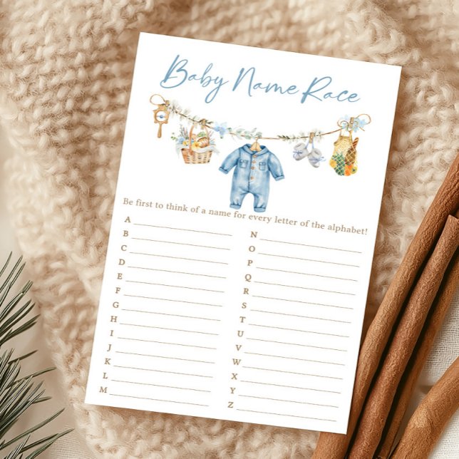 Lokalt Uppvuxen Bebisnamnstävling (Blue Locally Grown Baby Shower Baby Name Race Game)