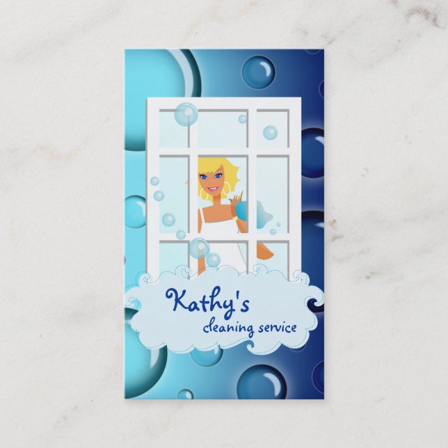 Lokalvårdvisitkortblått bubblar blont hår visitkort (Framsida)