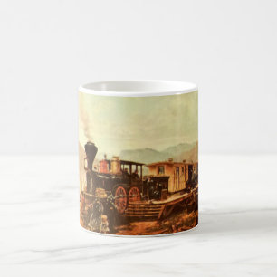 Lokomotiv 1800's för tåg för vintagevilda weste kaffemugg