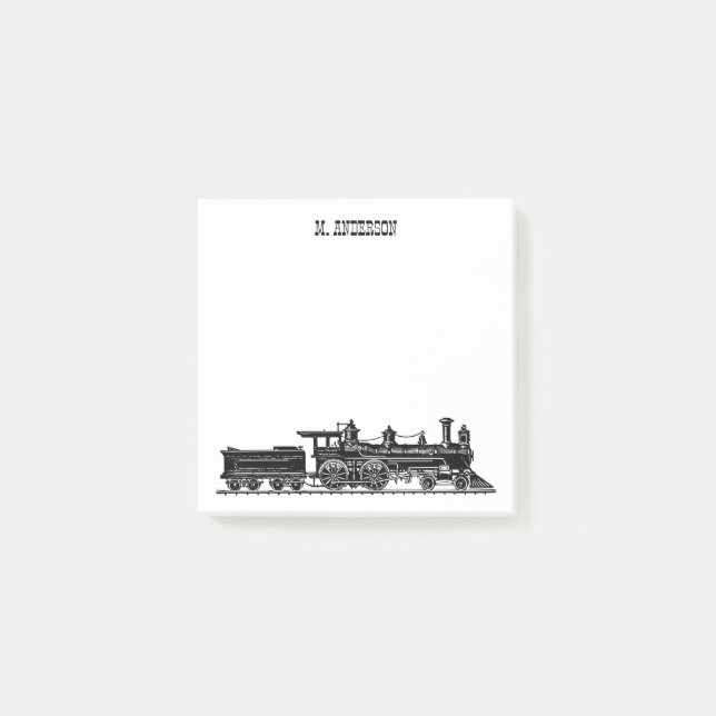 Lokomotiv med Personlig av kolbilar Post-it Block (Framsida)