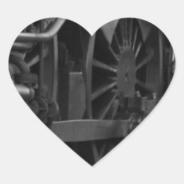 Lokomotiv mekanisk skola hjärtformat klistermärke