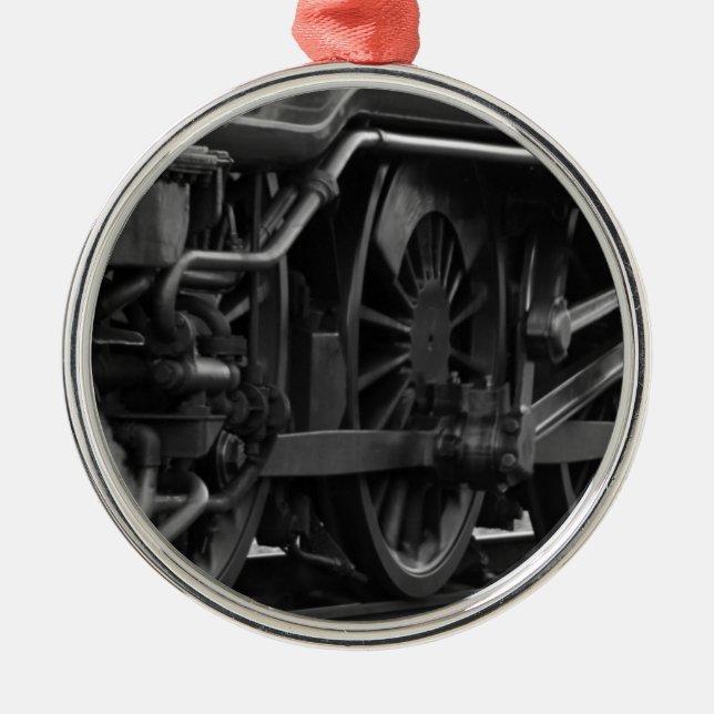 Lokomotiv mekanisk skola julgransprydnad metall (Framsidan)
