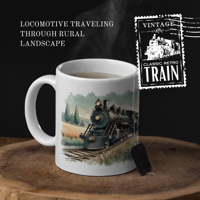 Lokomotiv som färdas genom landskapet på landsbygd Två-Tonad mugg (Locomotive Traveling Through Rural Landscape cover from The Beekeeper Store)