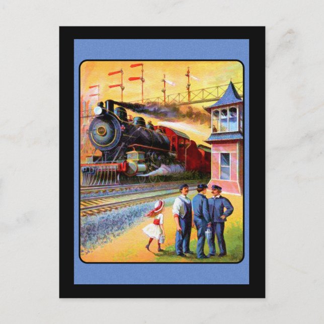 Lokomotiv Steam Tåg Vykort (Framsida)