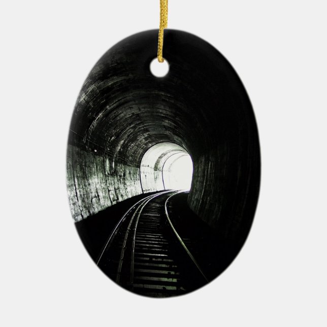 Lokomotiv tunnel julgransprydnad keramik (Framsidan)