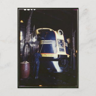 Lokomotiv tvättande 1939 vykort