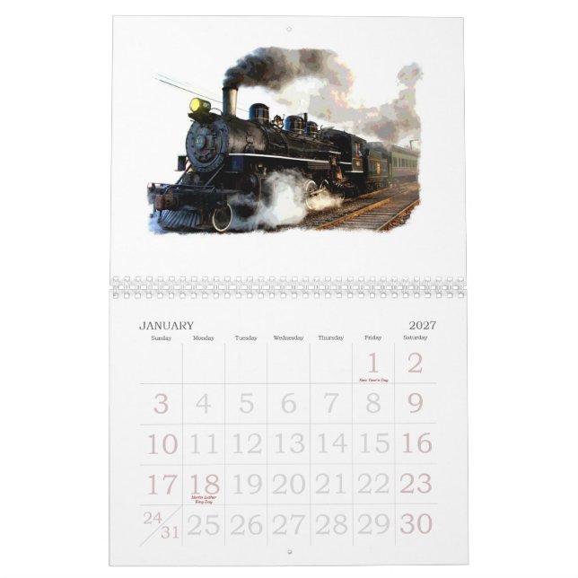 Lokomotivånga och dieselväggkalender kalender (Jan 2027)
