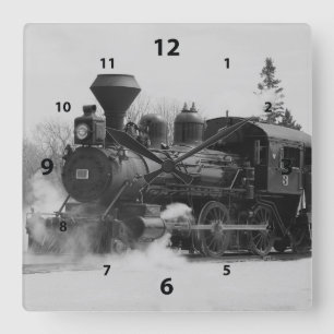 Lokomotivklocka vintage Tåg Fyrkantig Klocka