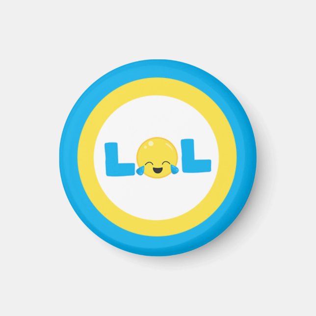 LOL Laugh Out Loud Emoji Blue Gult Classic Magnet (Framsidan)