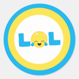 LOL Laugh Out Loud Emoji Blue Gult Runt Klistermärke
