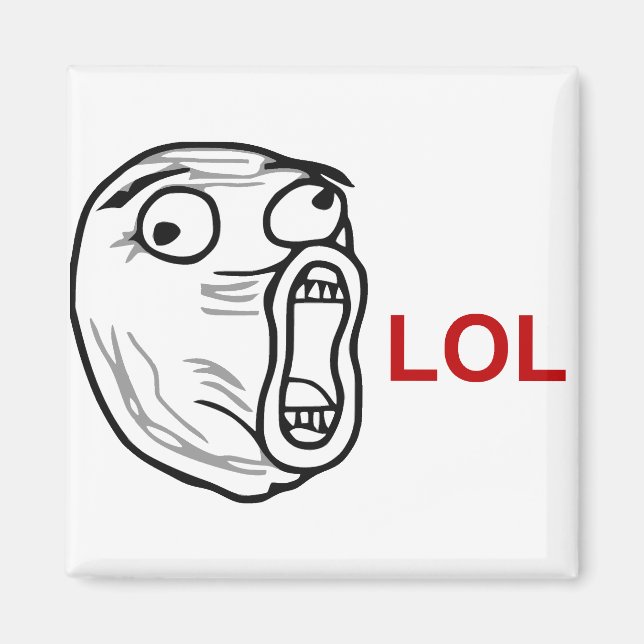 LOL Laugh Out Loud Rage Ansikte Meme Magnet (Framsidan)