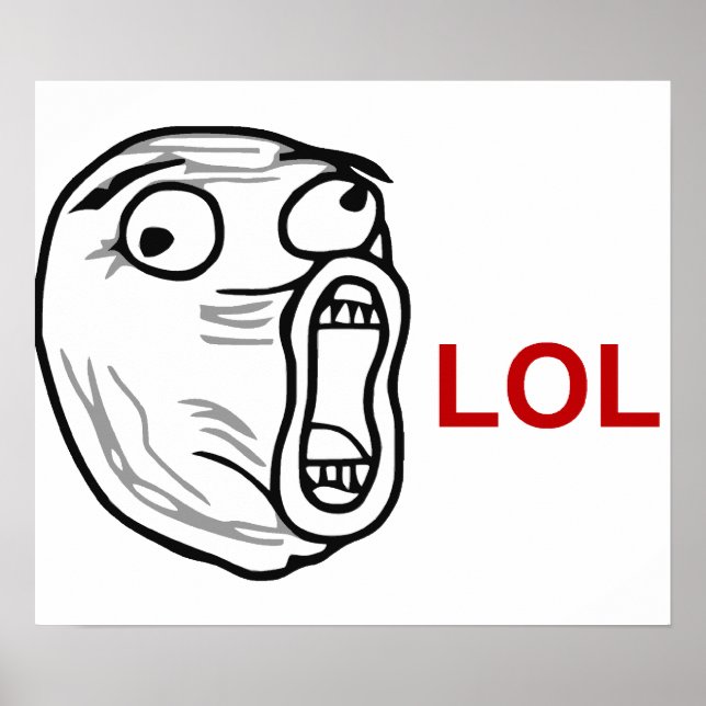 LOL Laugh Out Loud Rage Ansikte Meme Poster (Framsidan)