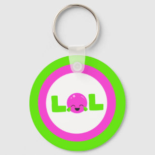 LOL Laughout Loud Lila Bright Grönt Button Nyckelring