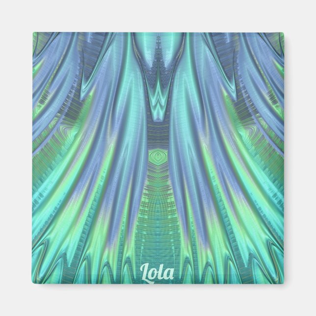 LOLA ~ Abstrakt Mönster ~ Grön Vattenfall ~ Magnet (Framsidan)