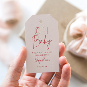LoLA Baby Shower Favor Tag, Oh Baby Presentetikett