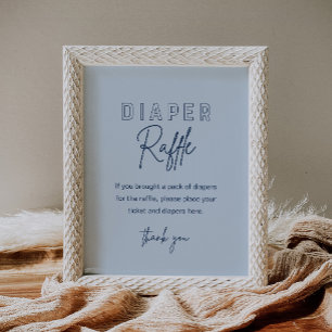 LoLA Blue Diaper Raffle Baby Shower-spel Poster