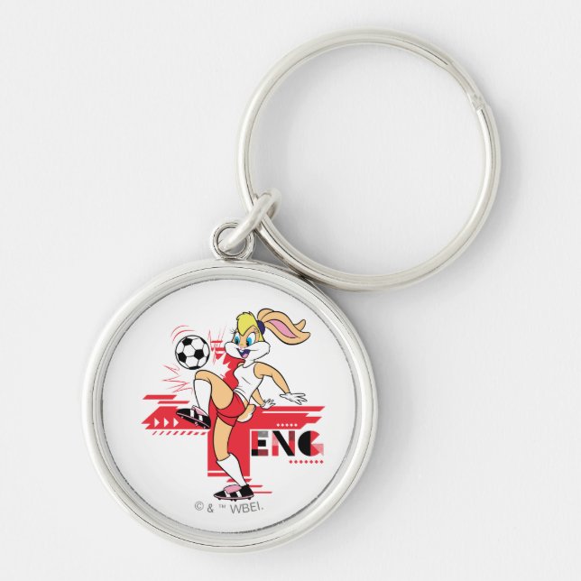 Lola Bunny Team England Soccer Graphic Rund Silverfärgad Nyckelring (Framsidan)