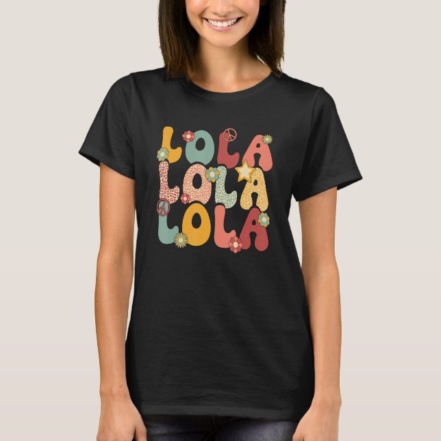 Lola Grandma Groovy Lola Grandmor T Shirt (Framsida)