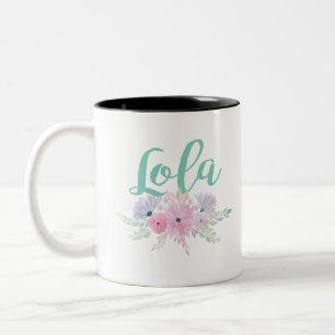 Lola med Aquablommigtbuketten Två-Tonad Mugg