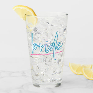 LOLA Neon Blue och Rosa 90's Bride Bachelorette Glaskopp