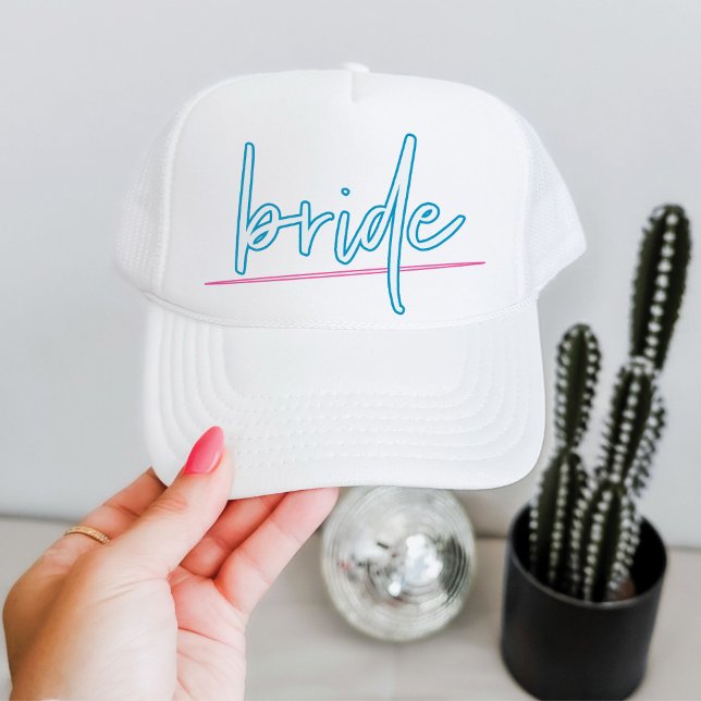 LOLA Neon Blue och Rosa 90's Bride Bachelorette Keps (Skapare uppladdad)