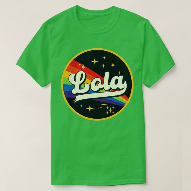 Lola Rainbow i Space Vintage Stil T Shirt (Design framsida)