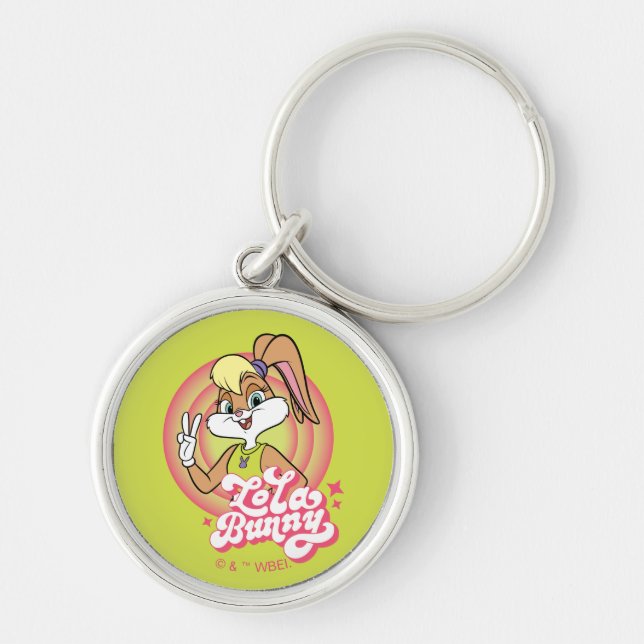 Lola Retro LOONEY TUNES™ Ringar Rund Silverfärgad Nyckelring (Framsidan)
