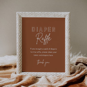 LOLA Terracotta Diaper Raffle Baby Shower Game Poster