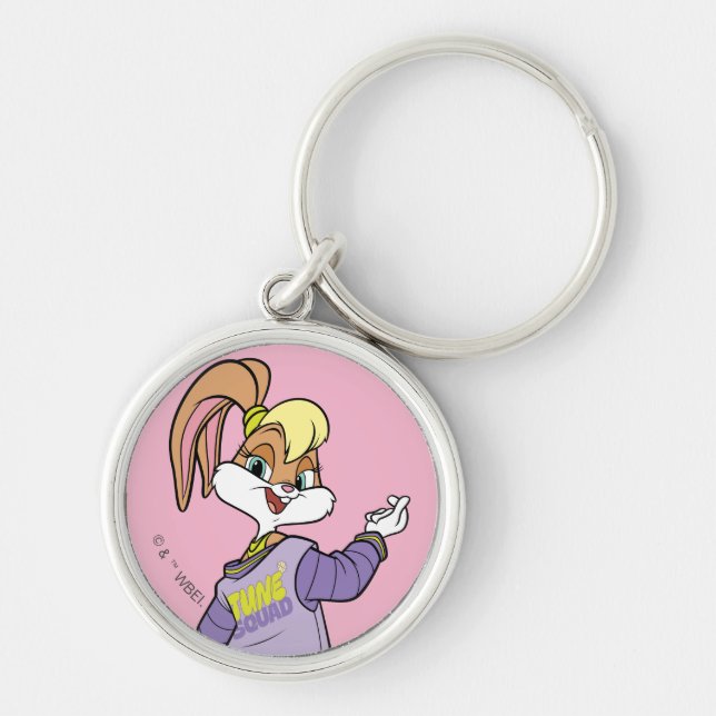 Lola TUNE SQUAD™ Varsity Heart Rund Silverfärgad Nyckelring (Framsidan)