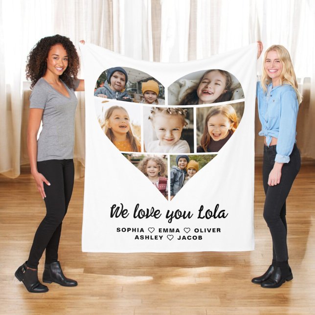 Lola Vi kärlek dig 7 fotokollage Fleecefilt (Skapare uppladdad)