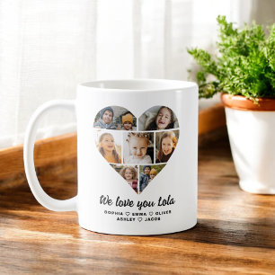 Lola We Kärlek du Hearts Modern Photo Collage Kaffemugg