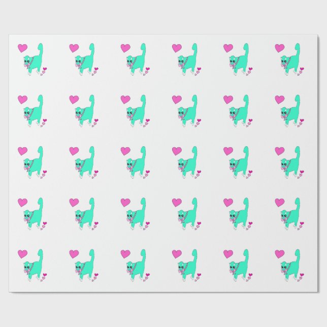 Lolita Dröm Katt Inpackningspapper - Handritad Presentpapper (Platt)