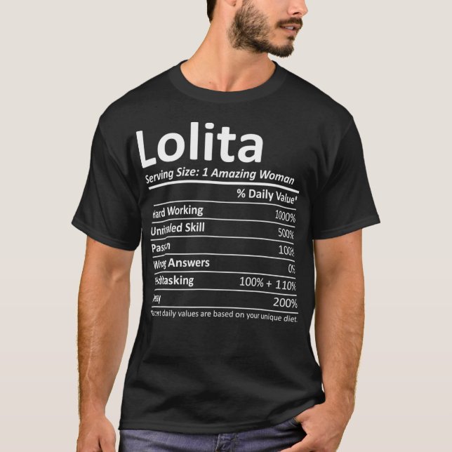 LOLITA Nutrition Personalized Name Funny Gift T Shirt (Framsida)