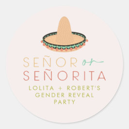 LOLITA Señor eller Señorita Fiesta Gender Reveal B Runt Klistermärke
