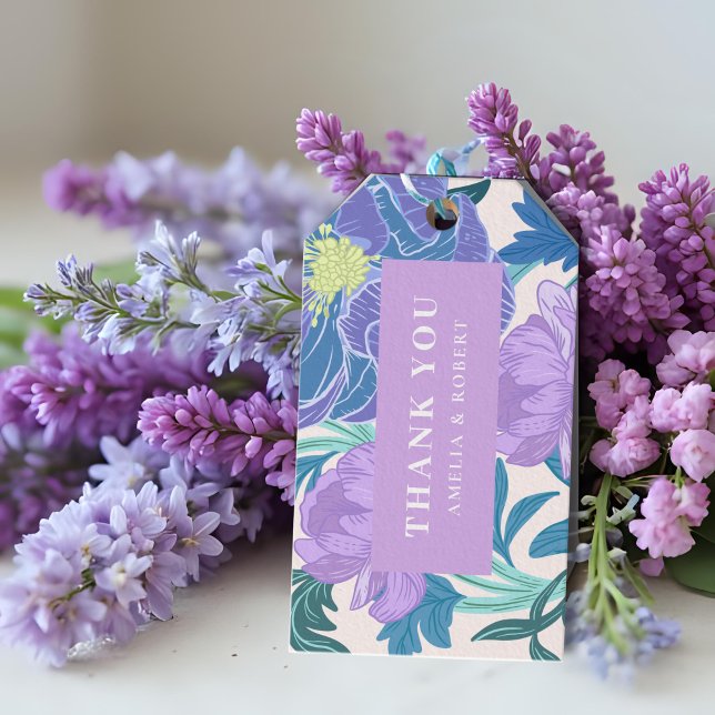 Lollak och Lila Pastel Blommigt Wedding Favor Presentetikett (Skapare uppladdad)