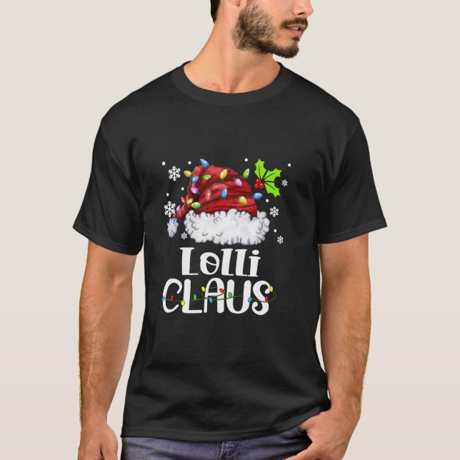Lolli Claus Santa Hat Julafton-familjen med jullju T Shirt (Framsida)