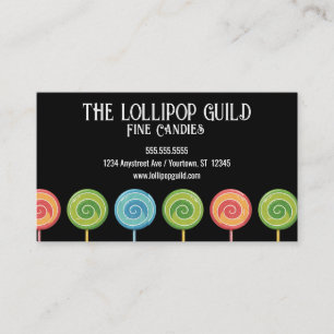 Lollipols på Black Background Candy Shop Visitkort
