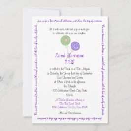 Lollipop Candy Bat mitzvah Lavender Inbjudningar