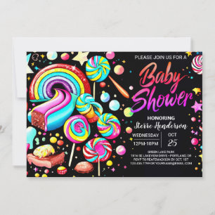 Lollipop Candy Fantasy Baby Shower Inbjudningar