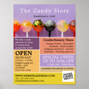Lollipop Candy, Konfektyrvaror, reklam Poster