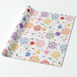 Lollipop Candy Mönster Colorful Wrapping Papper Presentpapper