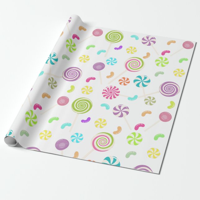 Lollipop Candy Mönster Wrapping Papper Presentpapper (Utrullad)