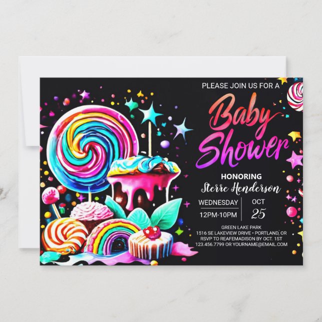 Lollipop Candy Paradise Baby Shower Inbjudningar (Framsida)
