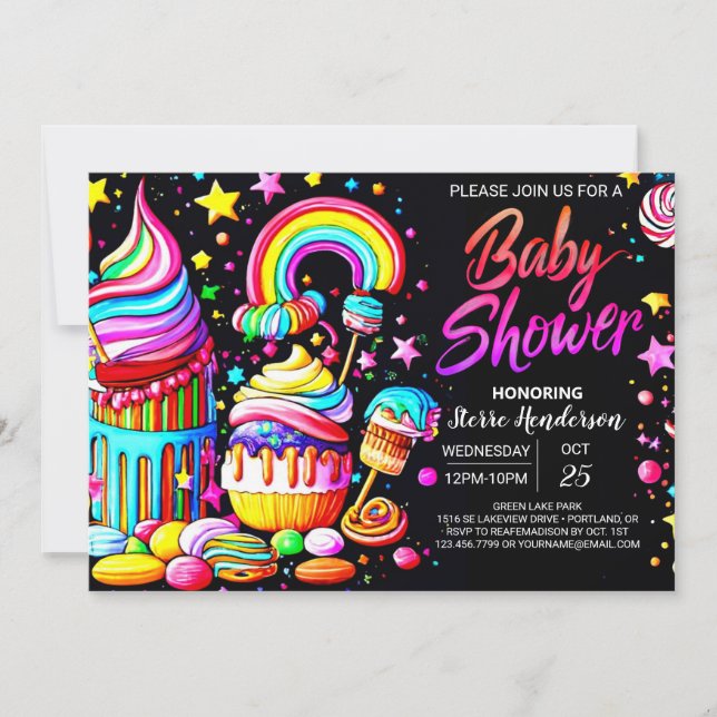 Lollipop Candyland Baby Shower Inbjudningar (Framsida)