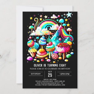 Lollipop Candyland Birthday Inbjudningar