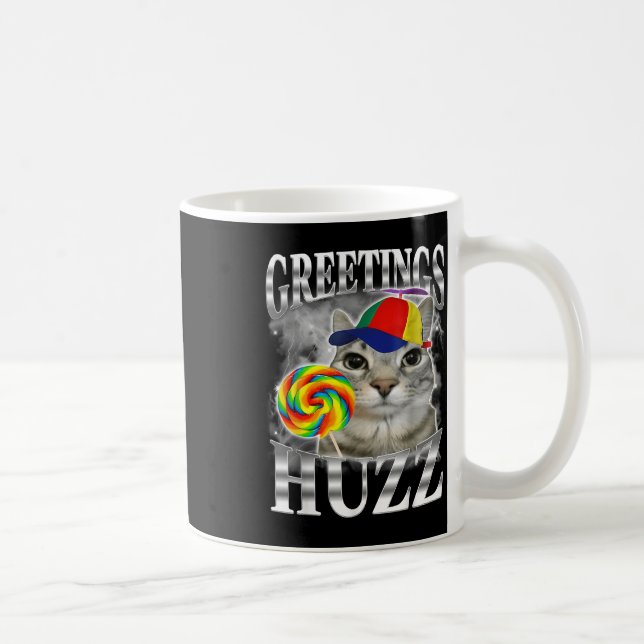Lollipop Cat Meme Greetings Huzz Funny Silly Cat H Kaffemugg (Höger)