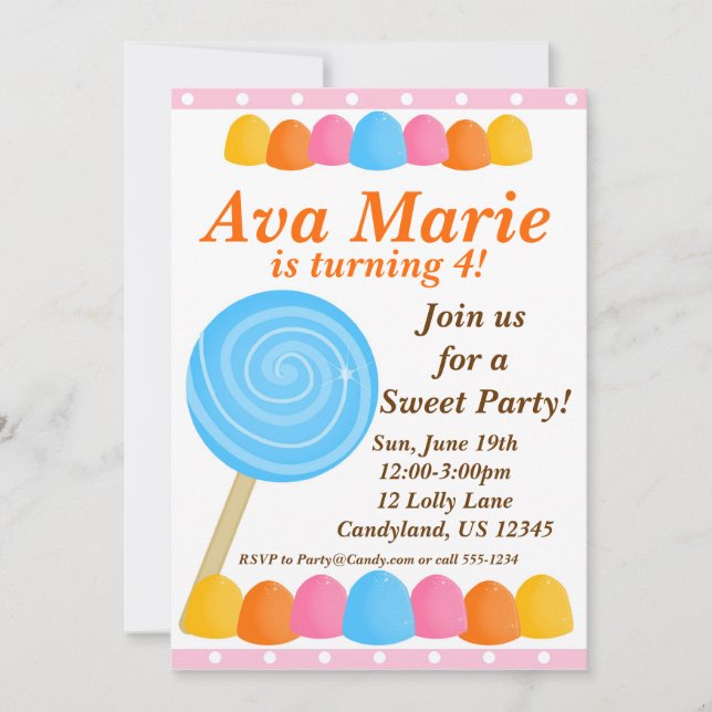 Lollipop Dream Födelsedagsfest inbjudan (Framsida)