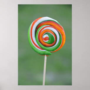 Lollipop för orange och grönt poster